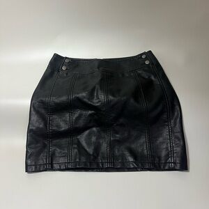 Free People Black Leather Skirt